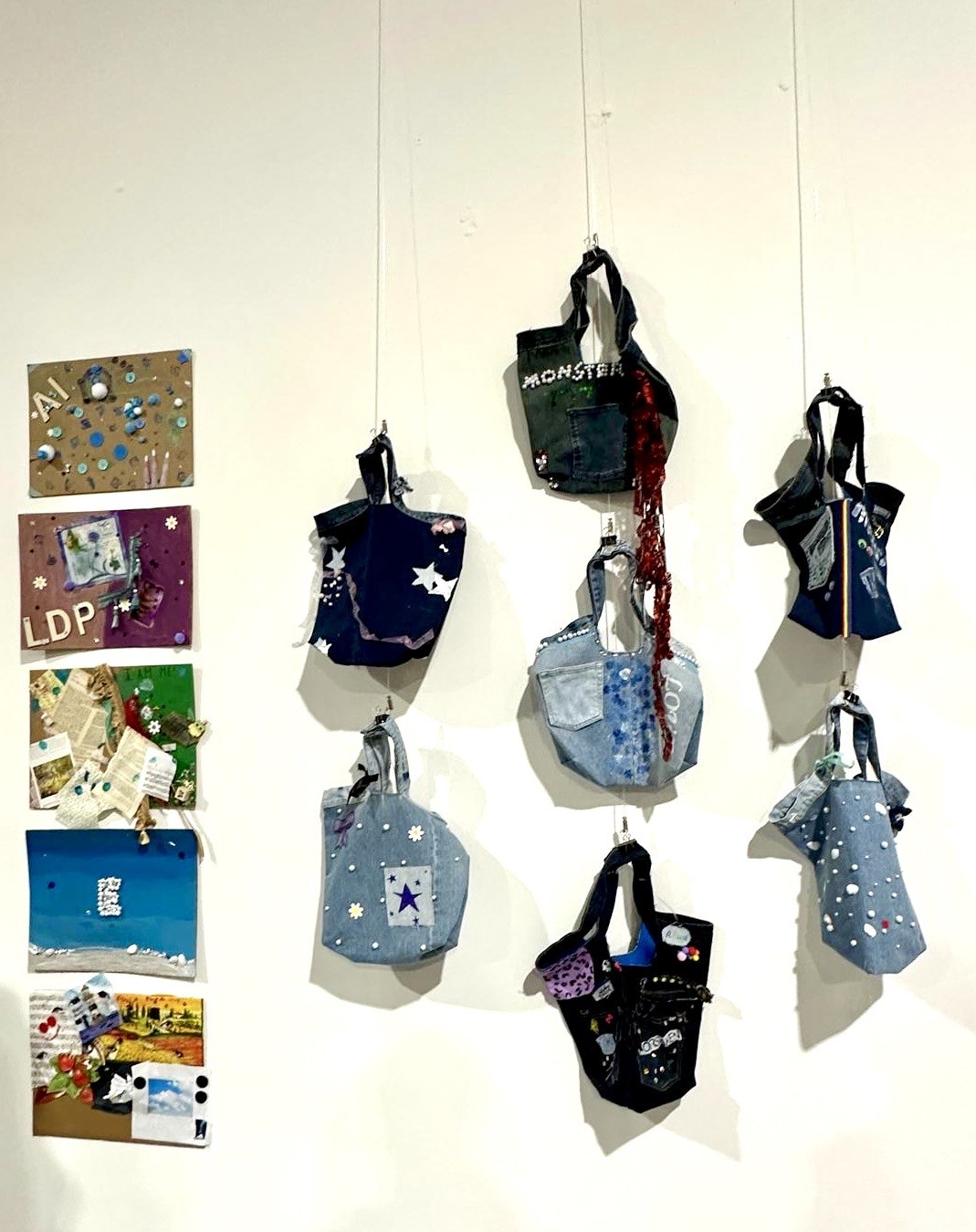 Young designers' denim bags and design boards